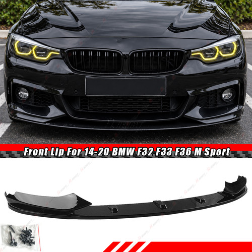 Gloss black front bumper lip - black,